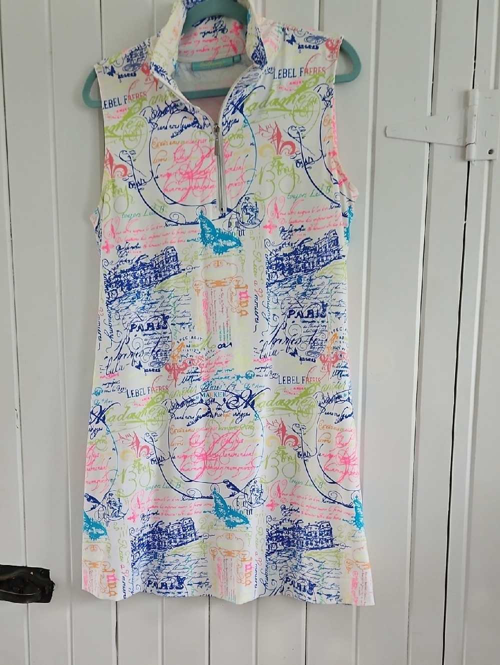 Sleeveless Midi Dress in Multicolor Script Print